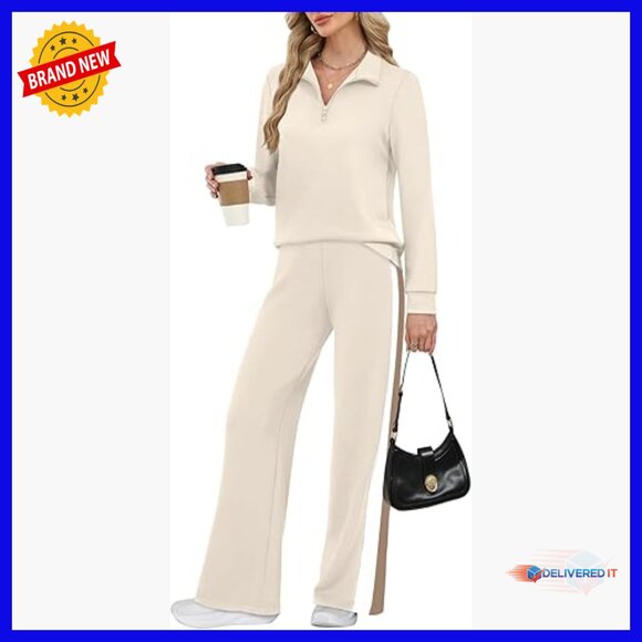 Women's 2-Piece Sweatsuit Set Wide Leg Pants Lounge Wear Travel Outfit
